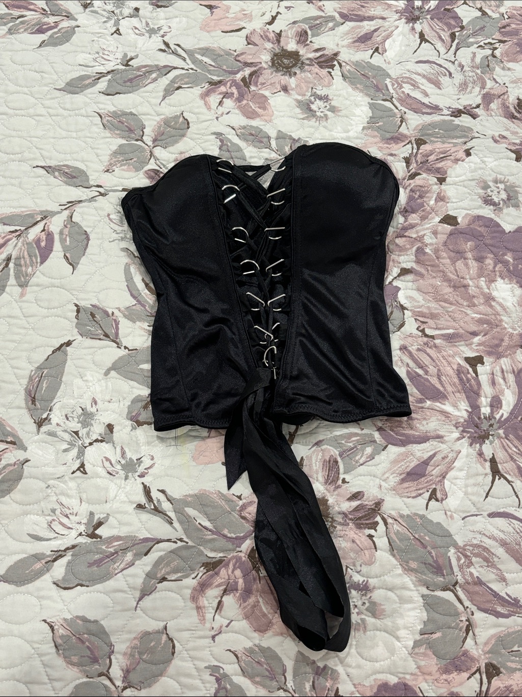 Black Lace-Up Corset Top - Women